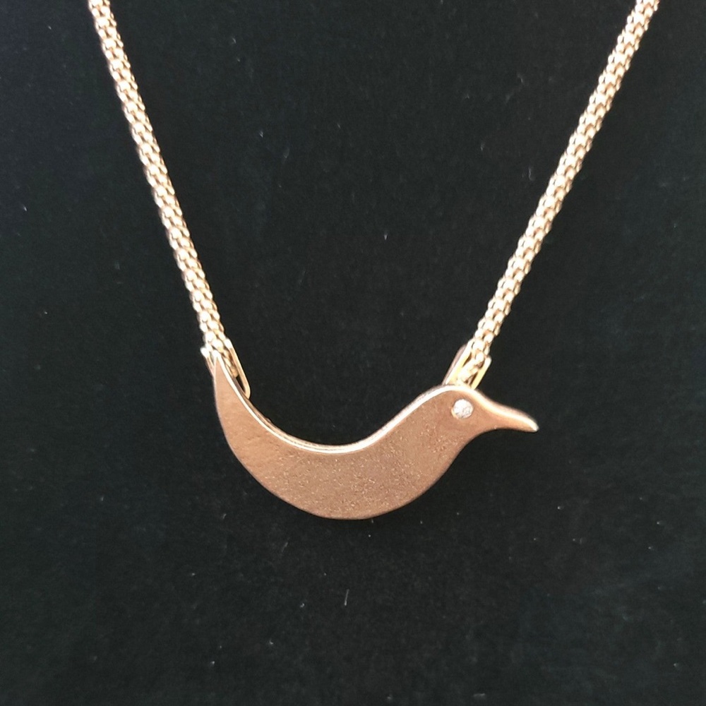 Real accent diamond stone beautiful bird necklace sterling silver